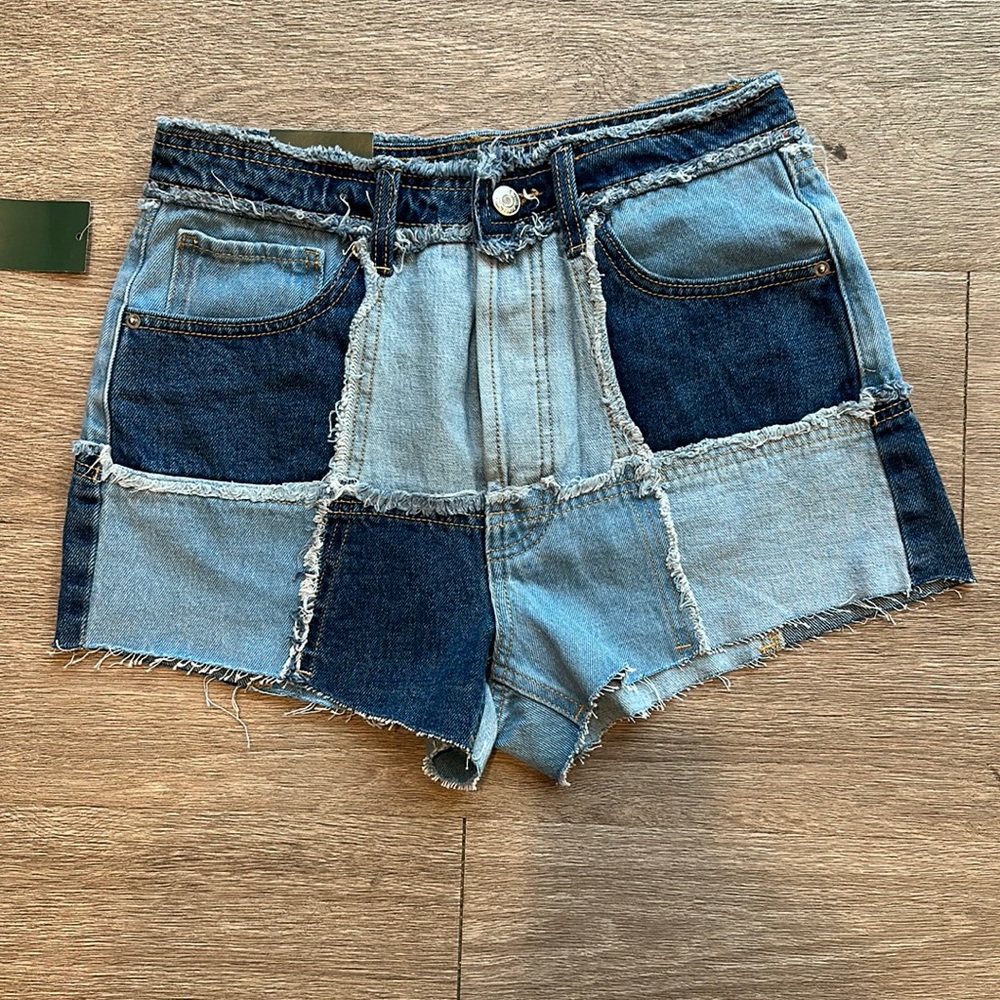 High Rise Patch Cutoff Shorts (NEW WITH TAGS)